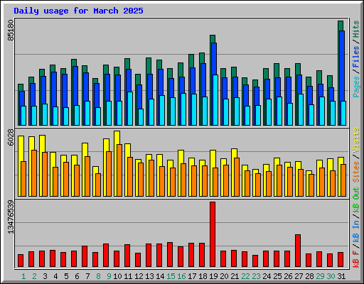 Daily usage for March 2025